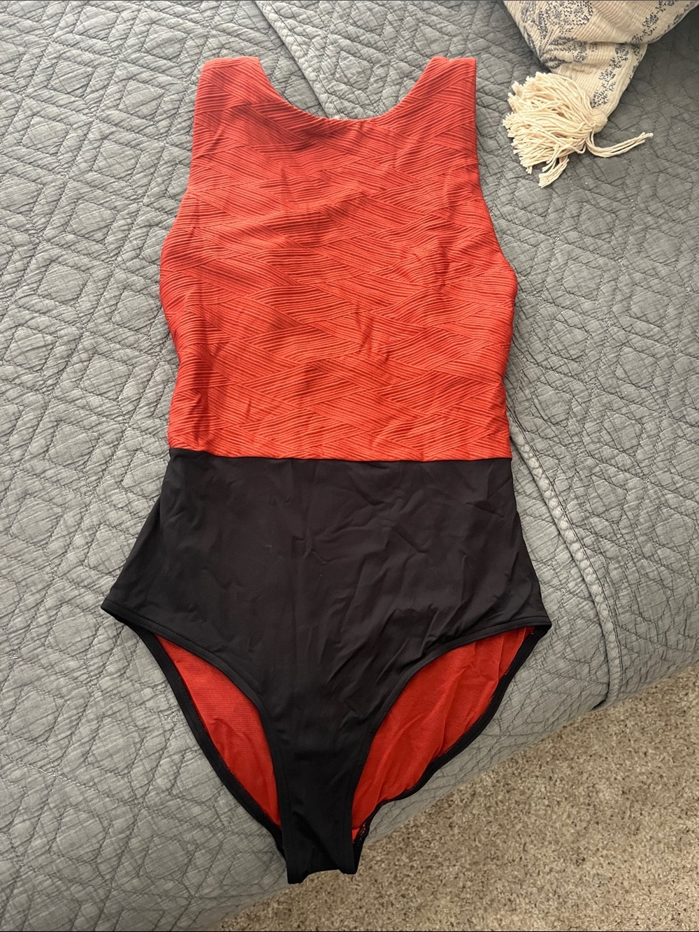 Colorblock Red and Black One-Piece Swimsuit